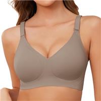 TOMEEK Bras for Women Non Wired Support Full Coverage Push up V Neck Seamless Wireless Bra Ladies Comfort Everyday Bras Zero Feel Bralettes with Pads