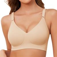 TOMEEK Bras for Women Non Wired Support Full Coverage Push up V Neck Seamless Wireless Bra Ladies Comfort Everyday Bras Zero Feel Bralettes with Pads