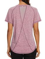 Gyabnw Women's Sports T-Shirt Gym Tops Back Mesh Loose Fit Yoga Running Top Lightweight Moisture Wicking Crew Neck Short Sleeve for Ladies