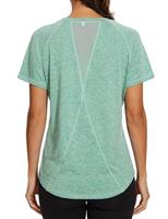 Gyabnw Women's Sports T-Shirt Gym Tops Back Mesh Loose Fit Yoga Running Top Lightweight Moisture Wicking Crew Neck Short Sleeve for Ladies