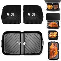 Air Fryer Liners Silicone for Ninja Flex Drawer AF500UK, 3 Pcs Air Fryer Accessories Reusable AF500UK Accessories, Large Airfryer Liners for Air Fryer AF500UK (3 Packs- Black)