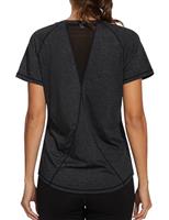 Gyabnw Women's Sports T-Shirt Gym Tops Back Mesh Loose Fit Yoga Running Top Lightweight Moisture Wicking Crew Neck Short Sleeve for Ladies
