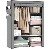 OPPAIYA Canvas Pop Up Wardrobe for Bedroom, 5 Storage Boxes, 1 Hanging Rail, 4 Side Pockets, 105 x 45 x 165 cm