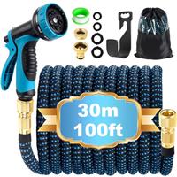 Expandable Garden Hose Pipe 30m 100ft, Hosepipes for Garden Water Hose with 10 Functions Spray Gun, 3/4" 1/2" Connector, Expanding Magic Hose Retractable Flexible Garden Hose for Gardening Car Washing