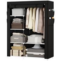 OPPAIYA Canvas Pop Up Wardrobe for Bedroom, 5 Storage Boxes, 1 Hanging Rail, 4 Side Pockets, 105 x 45 x 165 cm