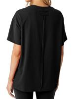 GRECERELLE Womens Summer T Shirts Cotton Oversized Drop Shoulder Half Sleeve Casual Crew Neck Ladies Tops with Slit Hem for Baggy Fashion