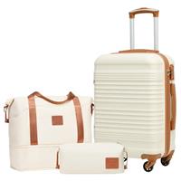COOLIFE Suitcase Trolley Carry On Hand Luggage Travel Suitcase ABS Hard Shell Travel Bag with TSA Lock and 4 Spinner Wheels