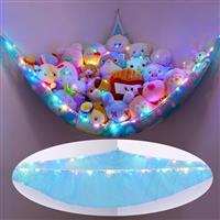 MHJY Toy Hammock for Stuffed Animals Soft Toy Storage Net with LED Light, Cuddly Toys Organizer Holder Large Corner Hanging Net Plush Macrame Kids Bedroom Nursery Furniture Room Decor