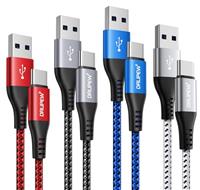 USB C Cable (2M 4-Pack) USB Type C Fast Charger Cable Braided, 3A USB A to USB C Cable Fast Charge for Samsung Galaxy S20 S21 S22 S23+ S24 S10 S9, PS5, Switch, Google Pixel 8 7, LG V50 V40