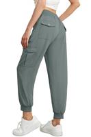 GRECERELLE Casual Walking Cargo Trousers Women Summer Hiking Pants for Ladies UK with Elastic Waist Cuffed Ankles and 6 Pockets Ideal for Outdoor Streetwear