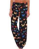 iniber Women's Floral Wide Leg Pajama Pants Casual Yoga Palazzo Drawstring Loose Trousers