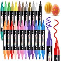 TBC The Best Crafts 24 Colors Dual Tip Acrylic Paint Markers,Waterproof, Non-Toxic, odorless, Suitable for Paper, Pottery, Stones, Backpacks, Glass, Eggs, Fabrics, Plastics, handicrafts