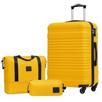 COOLIFE Suitcase Trolley Carry On Hand Luggage Travel Suitcase ABS Hard Shell Travel Bag with TSA Lock and 4 Spinner Wheels