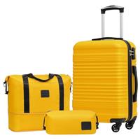 COOLIFE Suitcase Trolley Carry On Hand Luggage Travel Suitcase ABS Hard Shell Travel Bag with TSA Lock and 4 Spinner Wheels