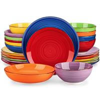 vancasso Bonita Blue Dinner Set, 24-Piece Dinner Sets for 6 People, Handpainted Swirls Plates and Bowls Set in Modern Style, Include Dinner Plates, Dessert Plates, Pasta Bowls and Cereal Bowl