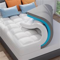 ELEMUSE Dual-layer Memory Foam Mattress Topper with Bamboo Pillow Top Cover