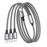 RAVIAD 100W USB C Multi Charger Cable [1.2M] 3 in 1 Fast Charging Cable with E-Mark Chip, USB C PD [100W]+Lightning[27W]+Micro[10W] for Galaxy S24/S23, iPhone 15/14/13, MacBook Pro/Air, Pad Pro/Air
