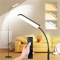 LED Uplighter Floor Lamp Adjust freely, 18W 1800LM Dimmable Floor Standing Lamp with Remote & Touch Control, 1min Installation, Standard Eye Caring Reading Lamps Living Room Modern for Bedroom (Black)