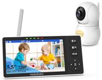 HelloBaby Baby Monitor with 1080P Baby Camera,Video Baby Monitor with Camera and Night Vision, 5.5 Split IPS Screen, No WiFi,ECO Mode, 2-Way Audio,Pan-Tilt-Zoom, 1000ft,Temp Time Display,Night Light
