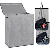 DOKEHOM Laundry Basket with Lid and Removable Laundry Bags, Large Collapsible Laundry Hamper for Bedroom, Bathroom, Laundry Room, Colloge