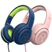 awatrue Kids Headphones with Microphone, Wired Earphones 85/94dB Safe Volume Limit, Share Function & 3.5mm Jack, Boys Girls Childrens Headsets for School/Travel/Fire Tablet, Pink