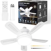 REYLAX Socket Fan Ceiling Fan with Light and Remote