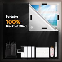 IFXKB Blackout Blinds Stick On, 200x148cm Temporary Black Out Curtains, Portable Window Treatments Velcro Cut to Size, No Drill Blackout Material Thermal for Travel Bedroom Skylight Nursery Loft