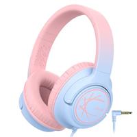 iClever Kids Headphones, Wired Headphones for Kids 85dBA Safe Volume Limit, Stereo Sound Foldable Adjustable Over Ear, 3.5mm Jack Boys Girls Childrens Headphones for School/Travel/Tablet/PC, Blue Pink