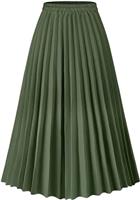 comefohome Womens Leopard Print Skirt Long Maxi Elasticated Waist Pleated A Line Skirts Boho Ladies