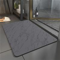 TOKLYUIE Stone Bath Mat Quick Dry, 45x70 cm Super Absorbent Bath Mat, Marble Pattern Gray Bath Rug, Absorbent Floor Mat for Bathroom, Bath Mat Non Slip Anti Mould