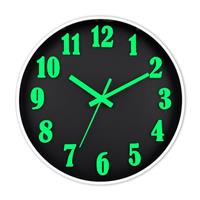 DIYZON Luminous Wall Clock, 16'' Wooden Wall Clocks with Silent Movement and Glowing up Function, No Glass Village Wall Clock Decorative Bedroom, Kitchen, Office, Battery Operated