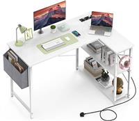 Yornoli L Shaped Computer Desk with Power Outlet, 118CM Corner Office Desk for Small Spaces with Storage Shelves, Study Work Writing Table for Home Office Bedroom