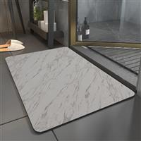 TOKLYUIE Stone Bath Mat Quick Dry, 45x70 cm Super Absorbent Bath Mat, Marble Pattern Gray Bath Rug, Absorbent Floor Mat for Bathroom, Bath Mat Non Slip Anti Mould
