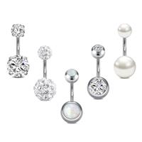 incaton 14G Belly Button Bars 6mm 8mm 10mm 12mm 14mm Silver Stainless Steel Belly Button Piercings Belly Jewellery