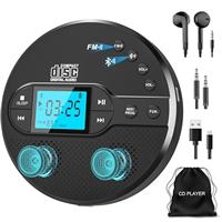Greadio NEW 2024 Walkman CD Player with Bluetooth, Portable CD Player with 2000mAh Rechargeable Battery, Compatible FM Transmitter, USB, AUX, Personal MP3 Players Anti-Skip Protection for Car