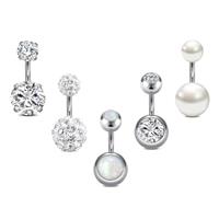 incaton 14G Belly Button Bars 6mm 8mm 10mm 12mm 14mm Silver Stainless Steel Belly Button Piercings Belly Jewellery