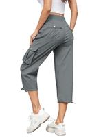 Hormtaer Women Cropped Trousers Cargo Summer Capri Joggers Ladies Pants 3/4 Length Sweatpants Outdoor Casual Hiking Trousers with 6 Pockets