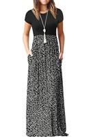 GRECERELLE Womens Maxi Dress Ladies' Summer Casual Short Sleeve Long Dresses with Pocket for Daily, Holiday, Travel, Maternity