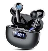 Ear buds Wireless Earbuds, Bluetooth 5.3 Headphones 2024 NEW Wireless Earphones, 4 ENC Noise Cancelling Mic, HiFi Stereo, 48H Playtime In Ear Bluetooth Earbuds LED Display IP7 Waterproof, Gloss Black