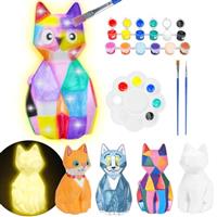 FGZU DIY Cat Lamp Kit - Arts & Crafts Supplies for Kids Age 3-9, Painting Kit for 6-12, Crafting Home School Supply Set - Boys & Girls Birthday Gift