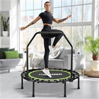 ONETWOFIT Foldable Rebounder Trampoline for Adults, 40/42"/45" Mini Fitness Trampoline W/Adjustable Foam Handle Bungees, Quiet Exercise Trampoline Max Load 330lbs