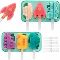 2Pcs Silicone Popsicle Molds for Kids, Ice Lolly Moulds with Sticks, BPA Free Ice Cream Moulds Reusable Easy Release Ice Pop Maker, Food Grade Silicone Ice Pop Cream Molds