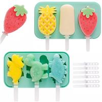 2Pcs Silicone Popsicle Molds for Kids, Ice Lolly Moulds with Sticks, BPA Free Ice Cream Moulds Reusable Easy Release Ice Pop Maker, Food Grade Silicone Ice Pop Cream Molds