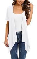 Wiwclo Floral Short Sleeve Cardigans for Women Casual Drape Open Front Lightweight Summer Cardigan with Pocket High Low Hem