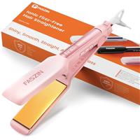 Faszin Professional Hair Straighteners, 42mm Wide Plate Titanium Negative Ion Flat Iron, 30s Rapid Heating, 11 Adjustable Temperature Levels (130-230), Real-time Temperature Display-Pink