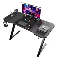 GTPLAYER Gaming Desk Computer Desk Sturdy Carbon Fiber Z Frame Large Gaming Table with Headphone Hooks PC Desk for Home Office Bedroom