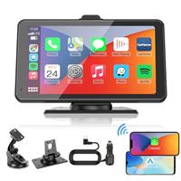 2024 Texpot Car Stereo with Apple CarPlay Android Auto, 7" HD Touchscreen Car Play Screen with Bluetooth, Portable Wireless Carplay Screen for Car with Live Navigation,Mirror Link,AUX/FM,Voice Control