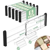 FUNIZE Expandable Drawer Dividers 4 Pack, 2.36" High, 12.6-22.8 Clear Drawer Organizers for Utensils, Clothes, Adjustable Kitchen Drawers Separators in Dresser, Bedroom, Bathroom, Office Storage