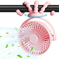 Baby Pram Stroller Fan 20H Buggy Cooling Clip On Fan, Portable 4000mAh Battery Personal Fan for Pram Accessories Baby Cot Wagon Stroller Pushchairs Crib Bed Treadmill,Travel Holiday Essentials