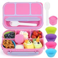 MaMix Bento Box for Kids, Lunch Box Kids, Lunch Containers for Adults,4 Compartment Leak-Proof with Sauce Snack Pot Cutlery (Bright Blue)